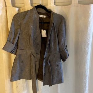 Calvin Klein| Brn Cuffed Sleeve Jacket with Belt